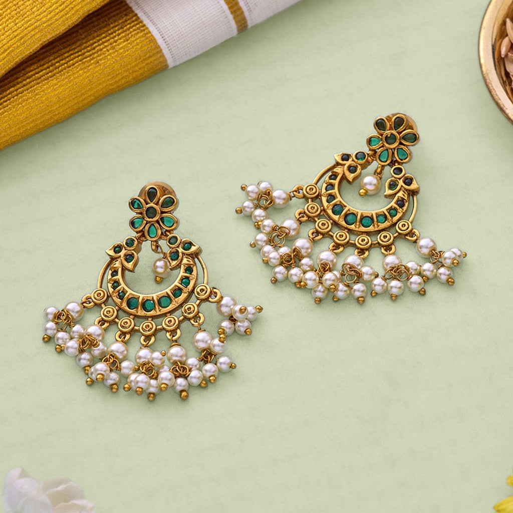 Mahira Real Emerald Real Pearl Earrings – Sadia Hyderabadi Jewellery