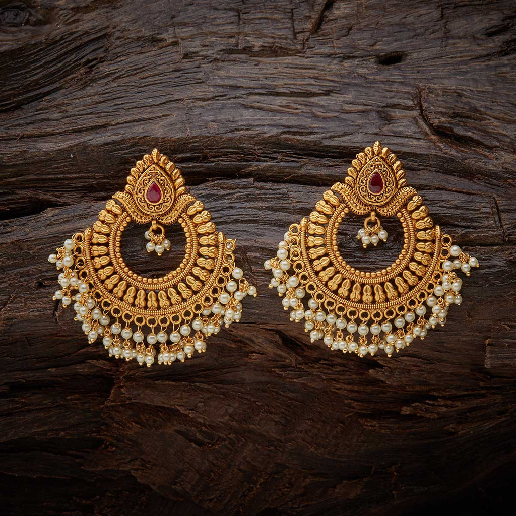 Designer kundan stone bridal dangler pearl stone earrings studs -  SHREEVARAM - 3460221