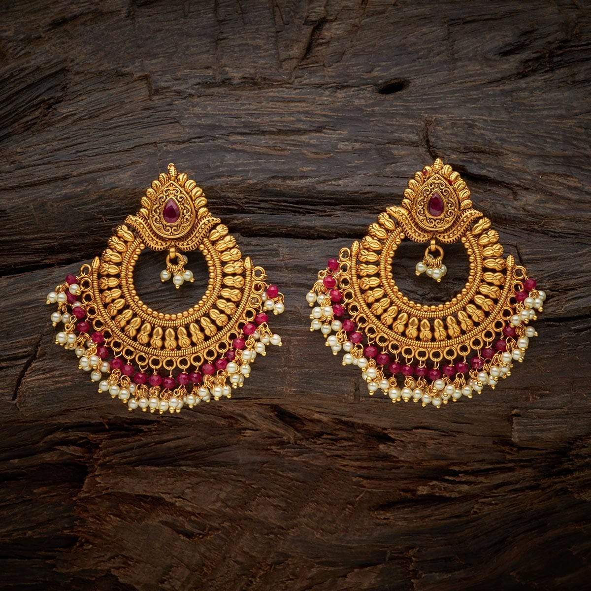 14K Pure Gold Beautiful Ethnic Indian Dangle EARRINGS -Pair – Karizma Jewels