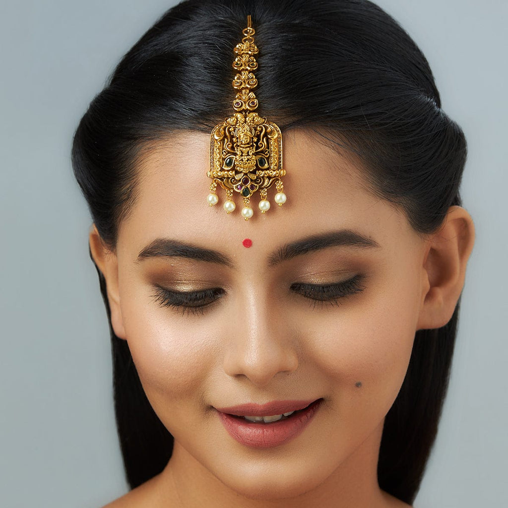 Magenta Pink Big Punjabi Traditional Earrings with Tikka | FashionCrab.com