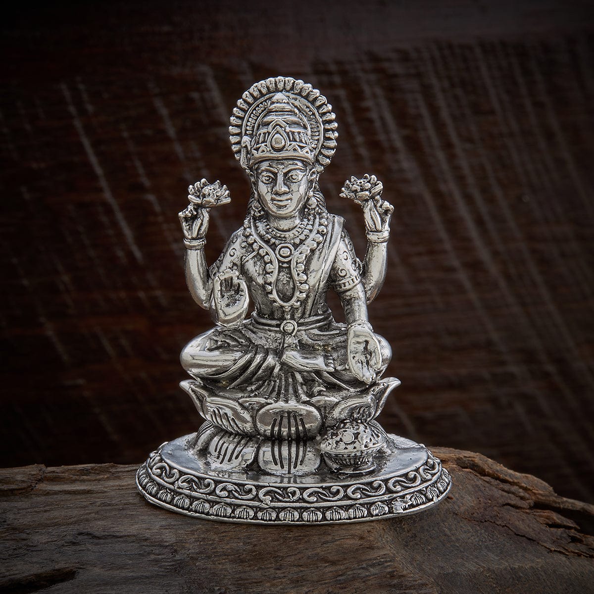 925 Sterling Silver Semi Solid Antique Theme Ganesh & Lakshmi / Laxmi