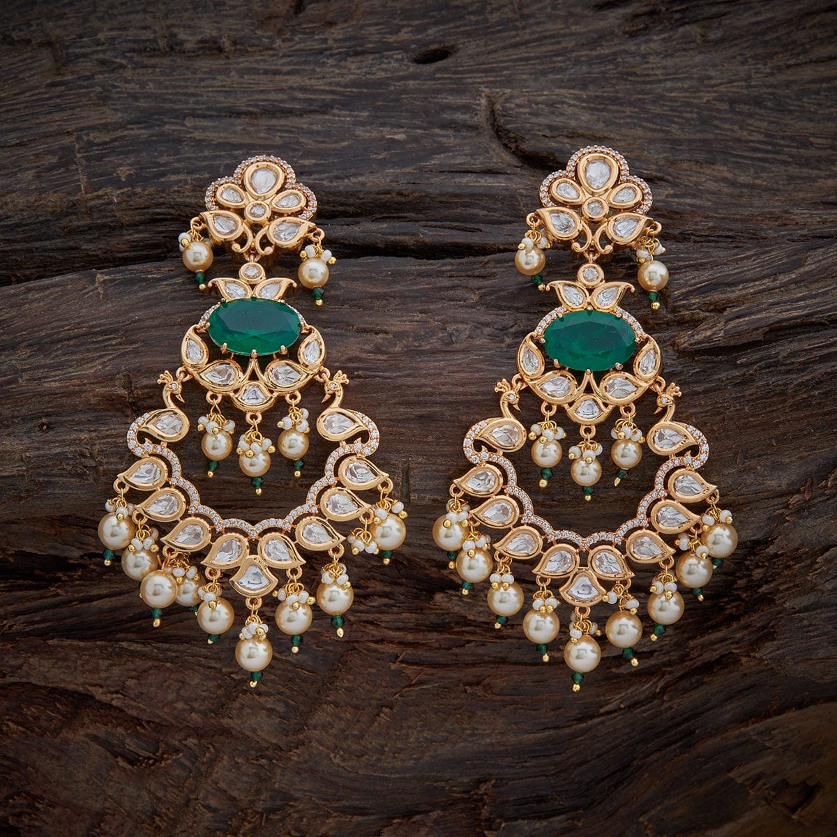Buy Ambi Shaped Beautiful Ethnic Kundan Earrings with Pearls Hangings for  Women / Girls (Black) at Amazon.in