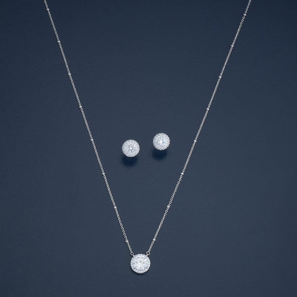 Silver Chain Pendant Earring Set 92.5 Silver Necklace 180970