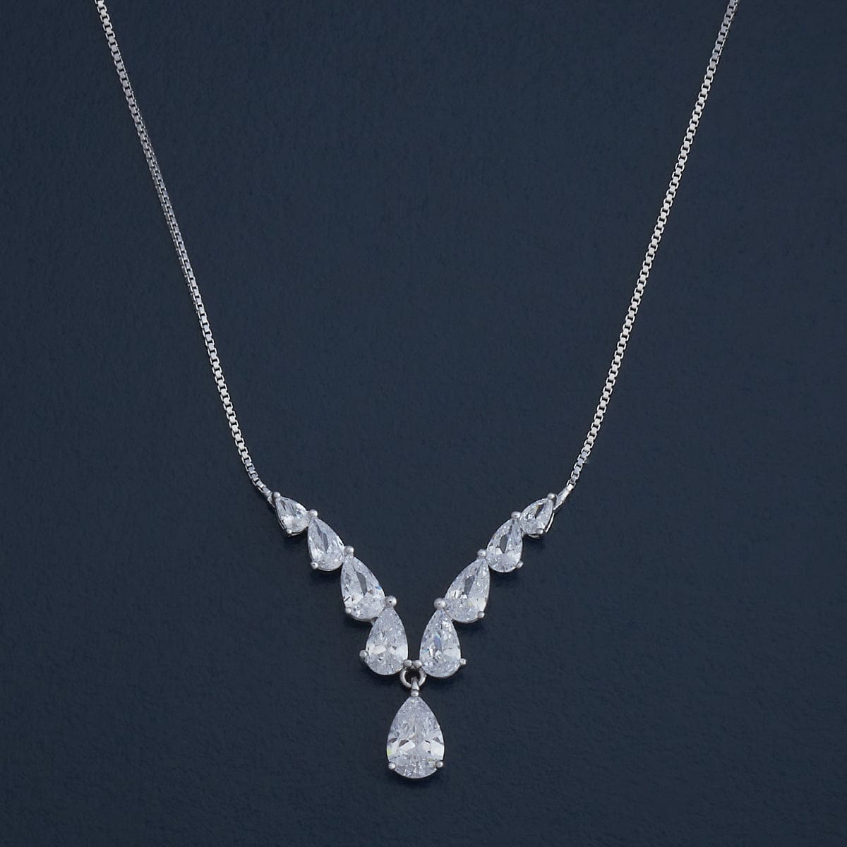 Silver Chain Pendant Earring Set 92.5 Silver Necklace 180973