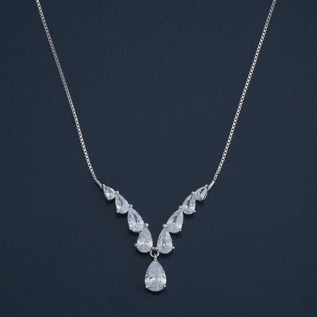 Silver Chain Pendant Earring Set 92.5 Silver Necklace 180973