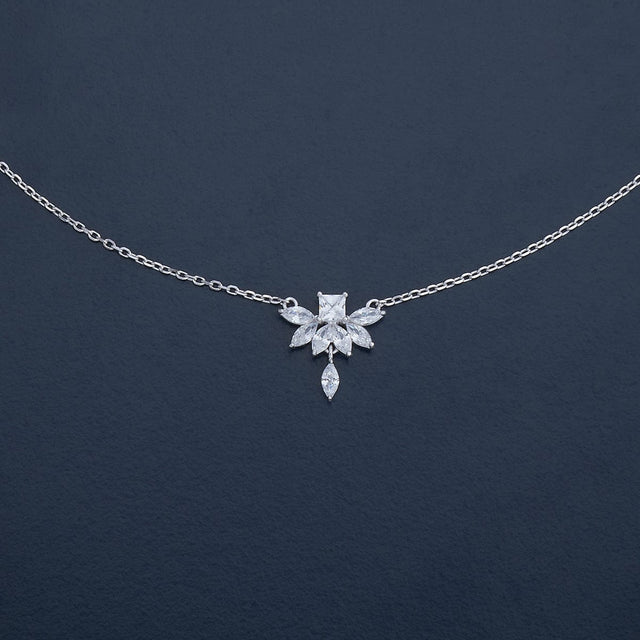 Silver Chain Pendant Earring Set 92.5 Silver Necklace 180974