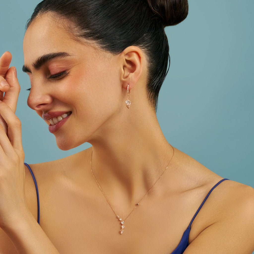 Silver Chain Pendant Earring Set 92.5 Silver Necklace 180975