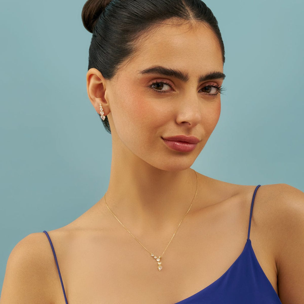 Silver Chain Pendant Earring Set 92.5 Silver Necklace 180976