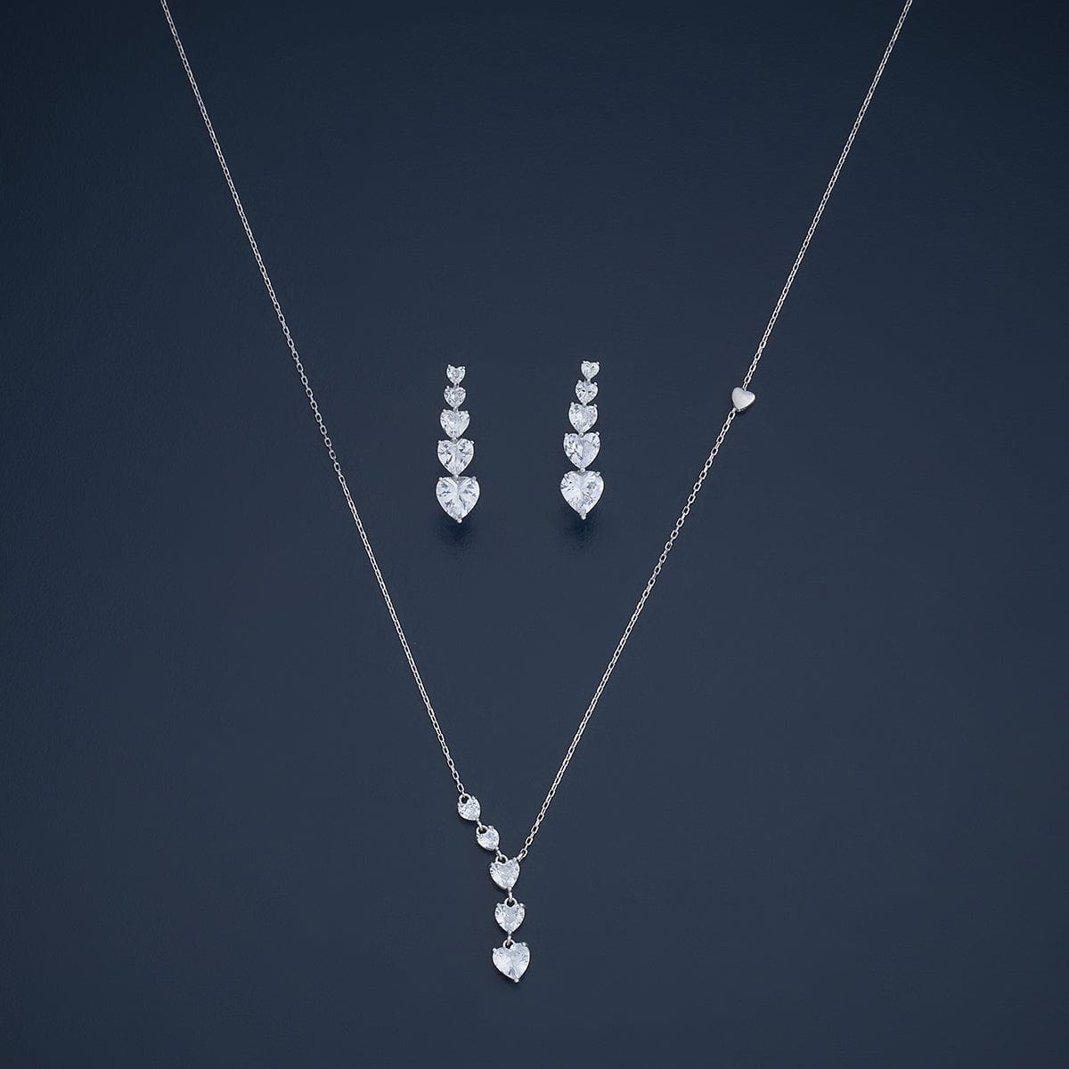 Silver Chain Pendant Earring Set 92.5 Silver Necklace 180976