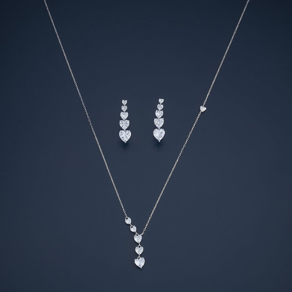 Silver Chain Pendant Earring Set 92.5 Silver Necklace 180976