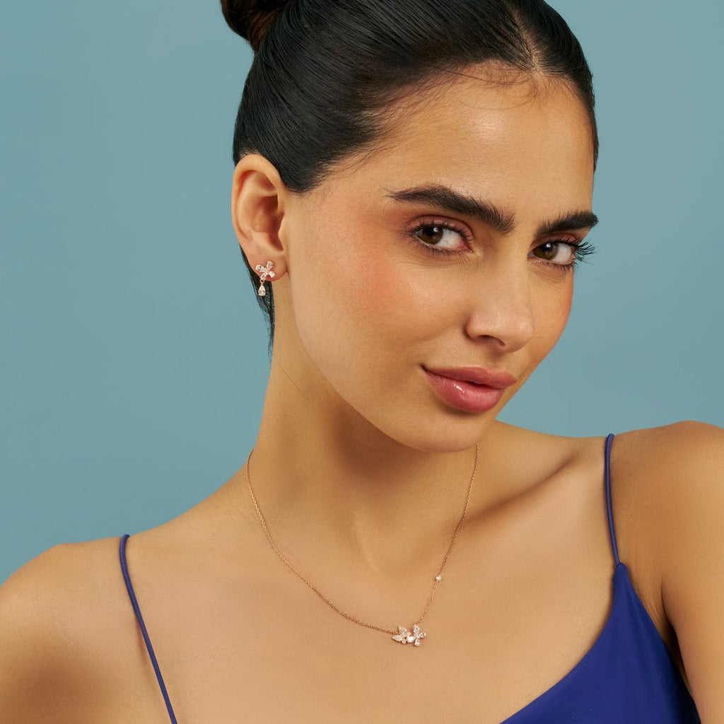 Silver Chain Pendant Earring Set 92.5 Silver Necklace 180977