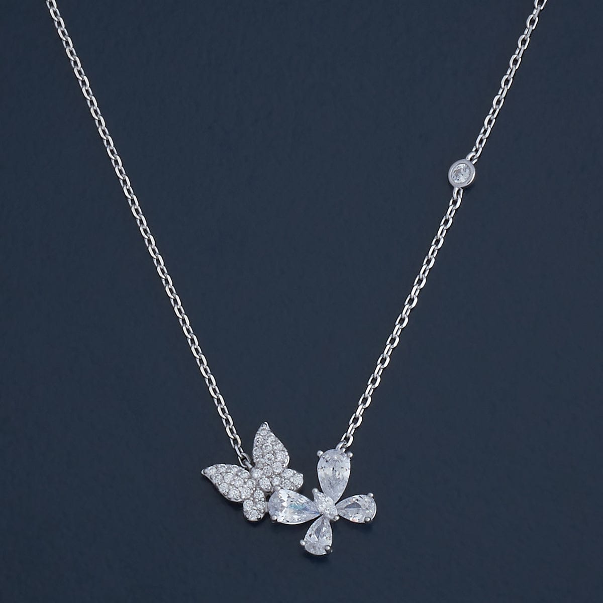 Silver Chain Pendant Earring Set 92.5 Silver Necklace 180977