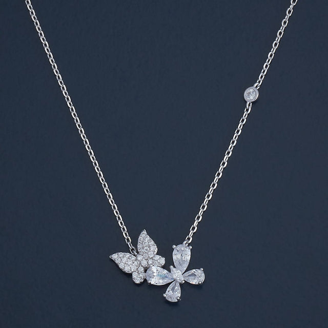 Silver Chain Pendant Earring Set 92.5 Silver Necklace 180977
