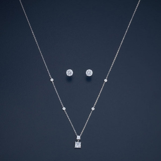 Silver Chain Pendant Earring Set 92.5 Silver Necklace 180983