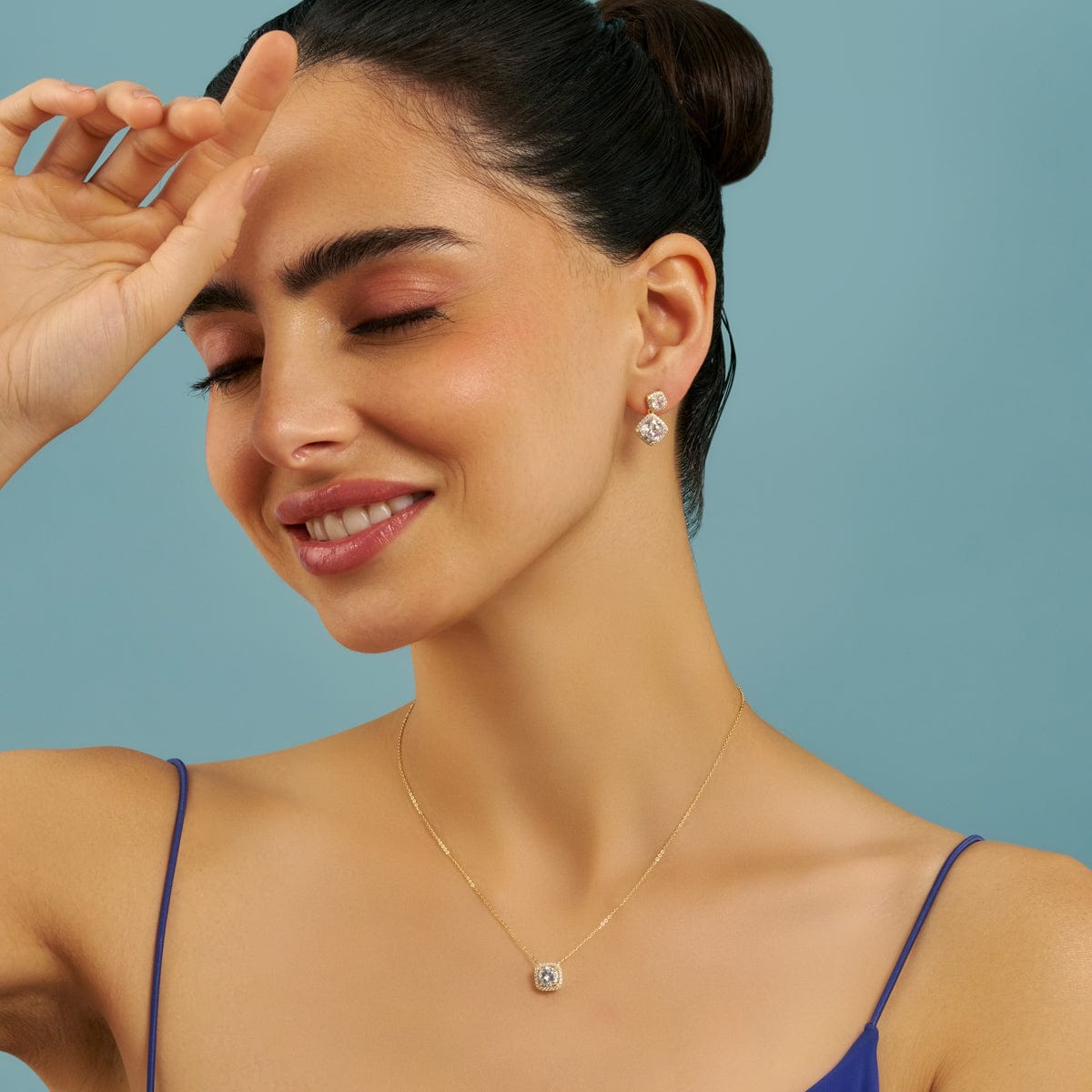 Silver Chain Pendant Earring Set 92.5 Silver Necklace 180989