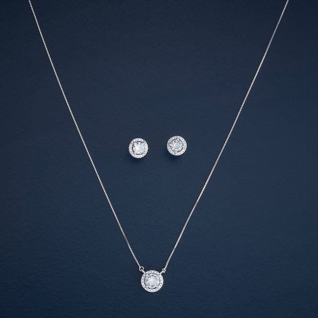 Silver Chain Pendant Earring Set 92.5 Silver Necklace 182945