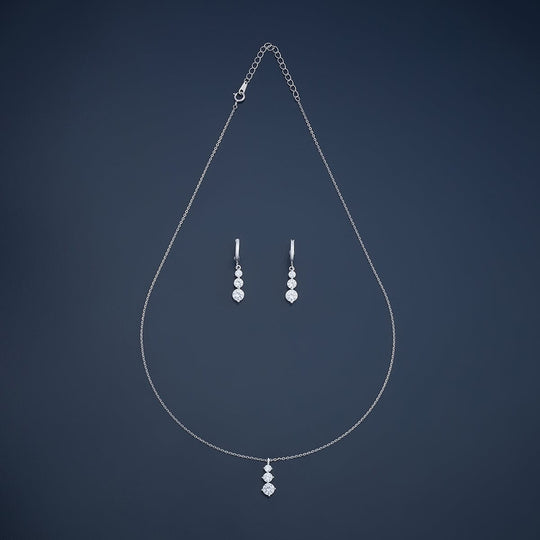 Silver Chain Pendant Earring Set 92.5 Silver Pendant with Chain and Earring Set 180978