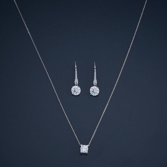 Silver Chain Pendant Earring Set 92.5 Silver Pendant with Chain and Earring Set 180981