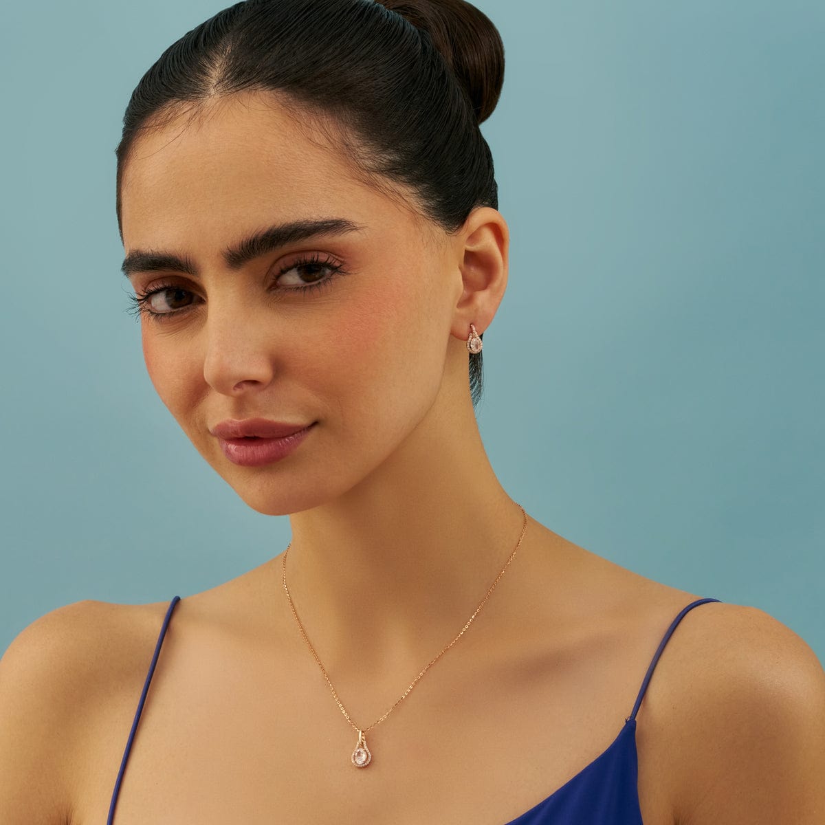 Silver Chain Pendant Earring Set 92.5 Silver Pendant with Chain and Earring Set 180986