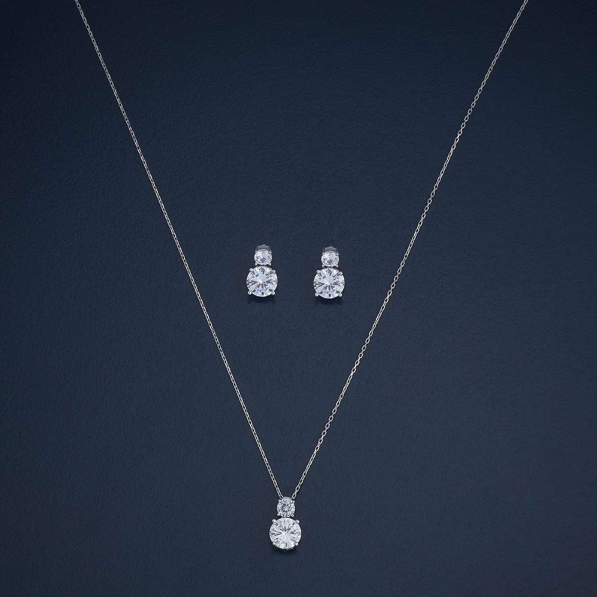Silver Pendant with Chain and Earring Set 180987