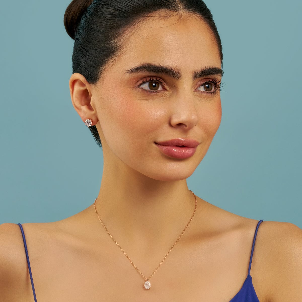 Silver Chain Pendant Earring Set 92.5 Silver Pendant with Chain and Earring Set 180988