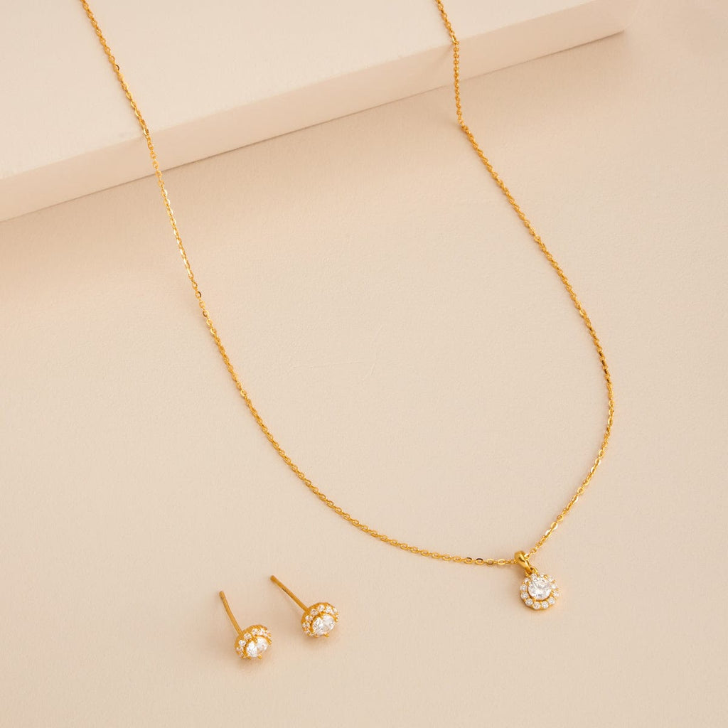 Silver Chain Pendant Earring Set 92.5 Silver Pendant With Chain and Earring Set 188231