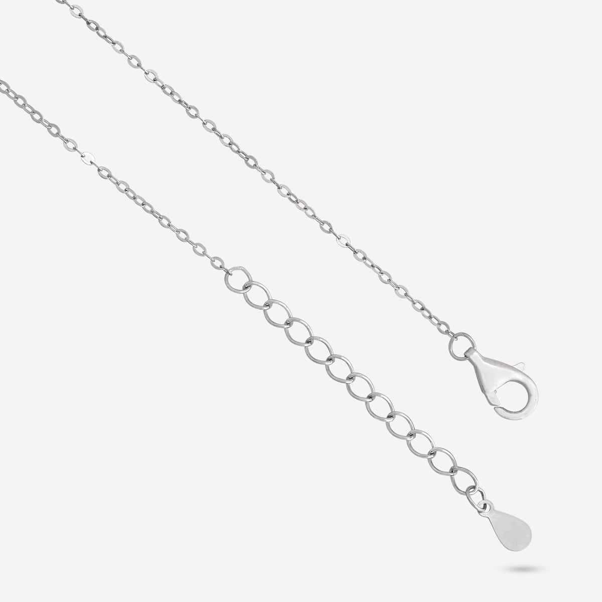 Silver Chain Pendant Earring Set 92.5 Silver Pendant With Chain and Earring Set 191354