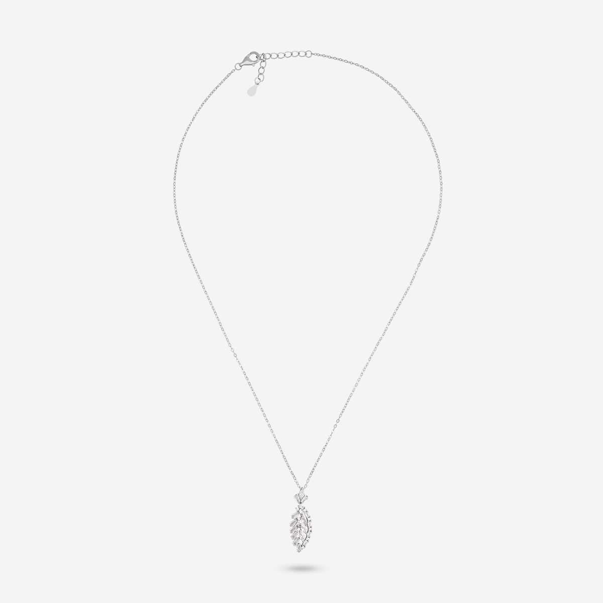 Silver Chain Pendant Earring Set 92.5 Silver Pendant With Chain and Earring Set 191354