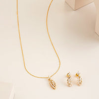 Silver Chain Pendant Earring Set 92.5 Silver Pendant With Chain and Earring Set 191354