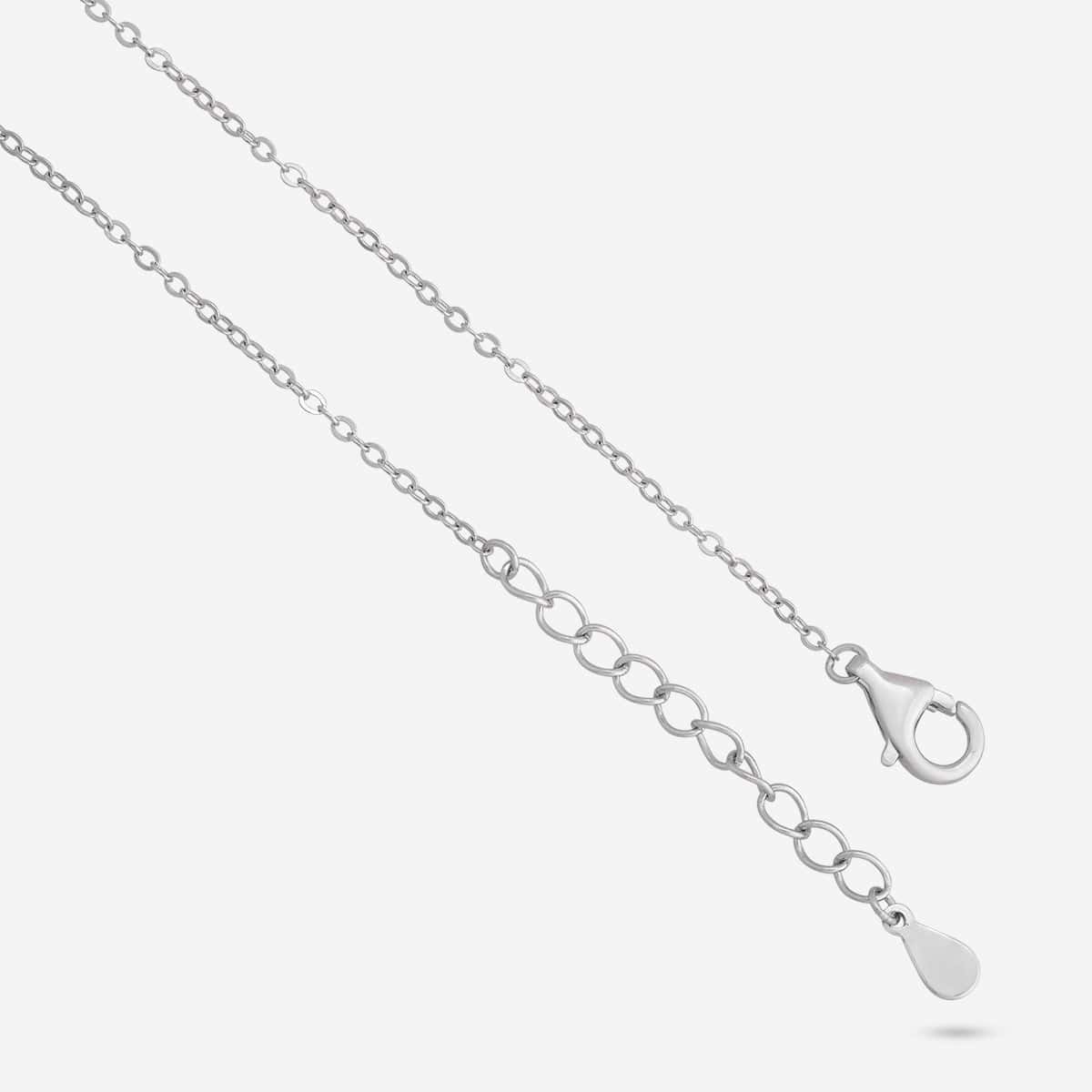 Silver Chain Pendant Earring Set 92.5 Silver Pendant With Chain and Earring Set 191360