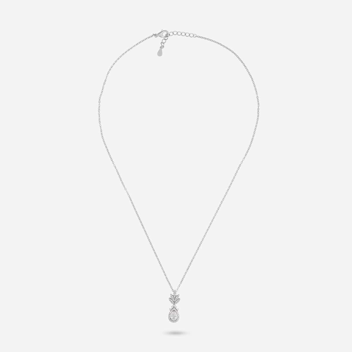 Silver Chain Pendant Earring Set 92.5 Silver Pendant With Chain and Earring Set 191360