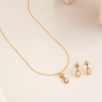 Silver Chain Pendant Earring Set 92.5 Silver Pendant With Chain and Earring Set 191360