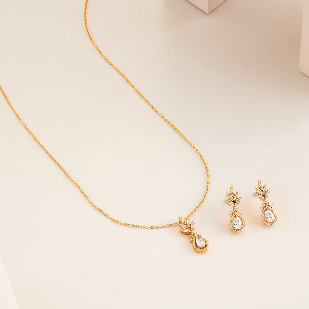 Silver Chain Pendant Earring Set 92.5 Silver Pendant With Chain and Earring Set 191360