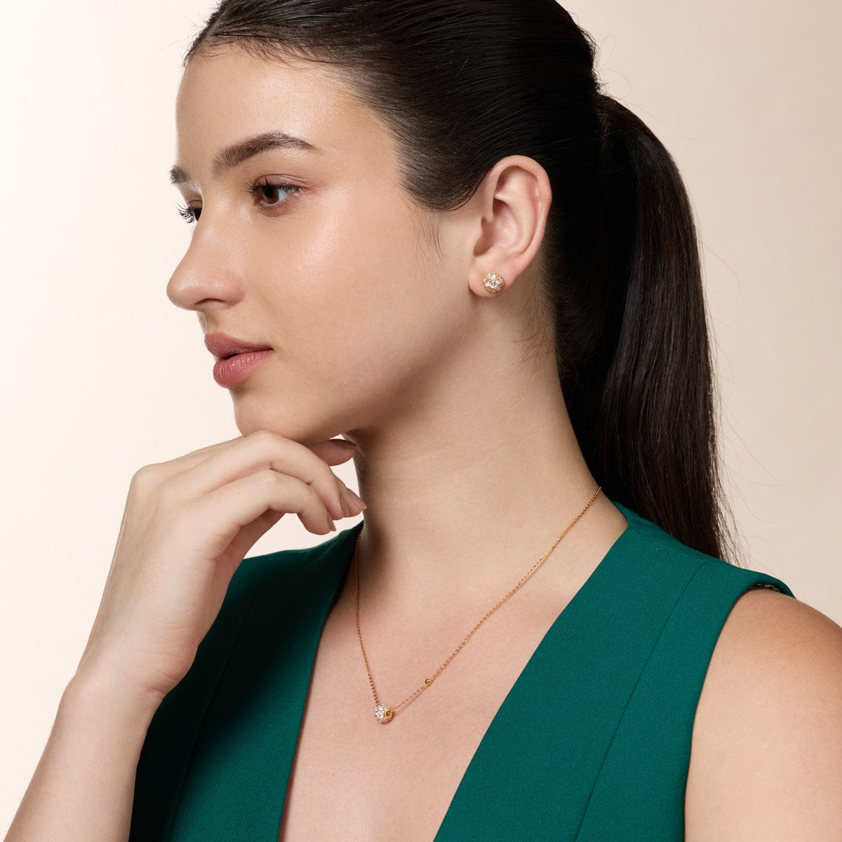 Silver Chain Pendant Earring Set 92.5 Silver Pendant With Chain and Earring Set 191387