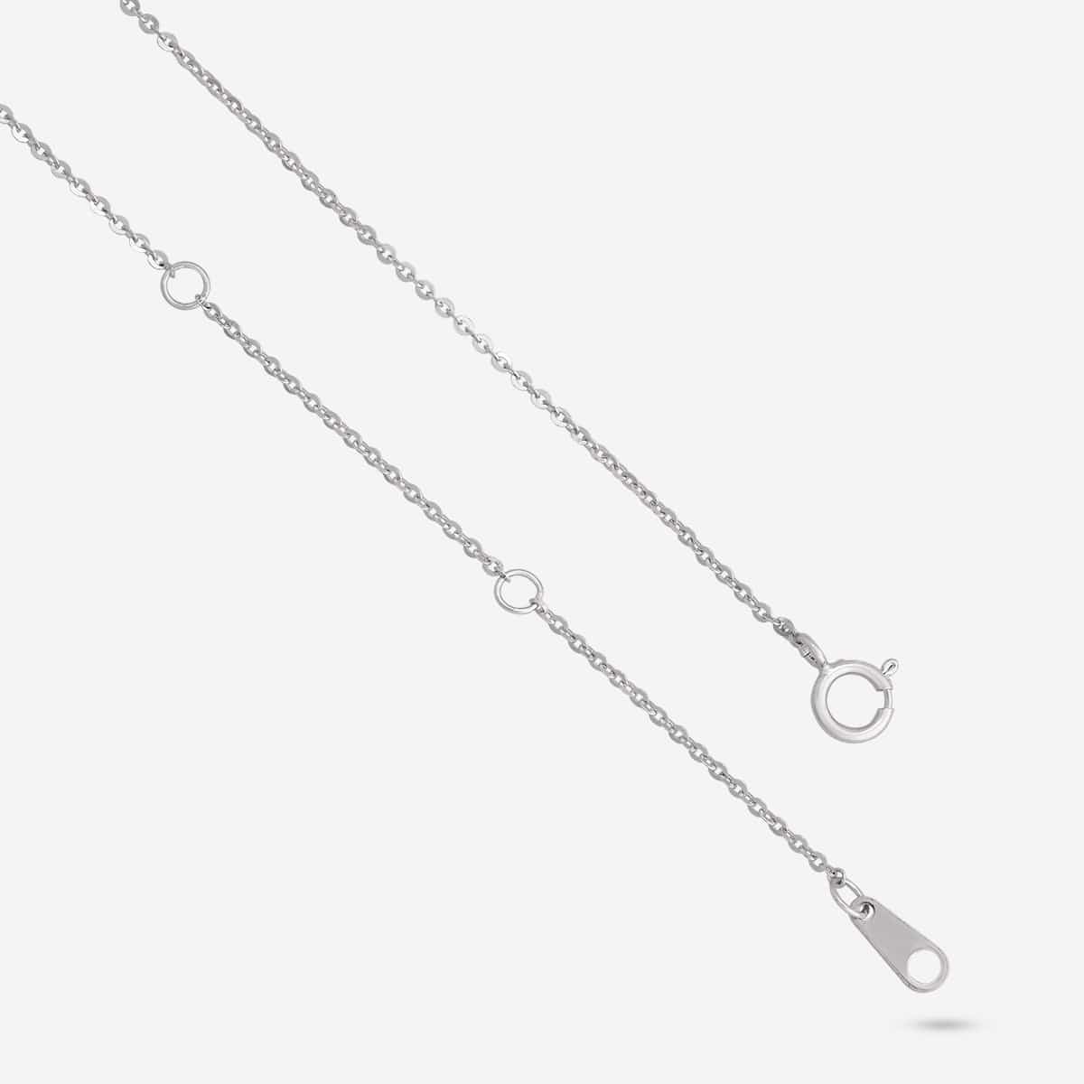 Silver Chain Pendant Earring Set 92.5 Silver Pendant With Chain and Earring Set 191388