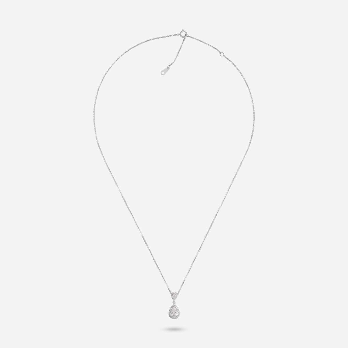 Silver Chain Pendant Earring Set 92.5 Silver Pendant With Chain and Earring Set 191388