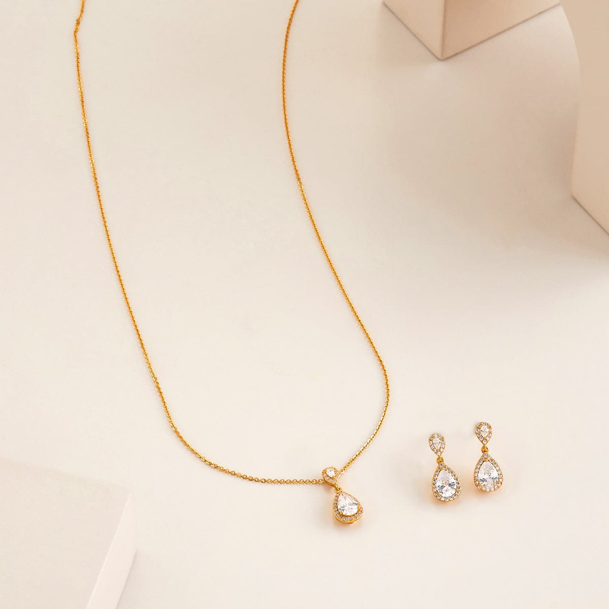 Silver Chain Pendant Earring Set 92.5 Silver Pendant With Chain and Earring Set 191388