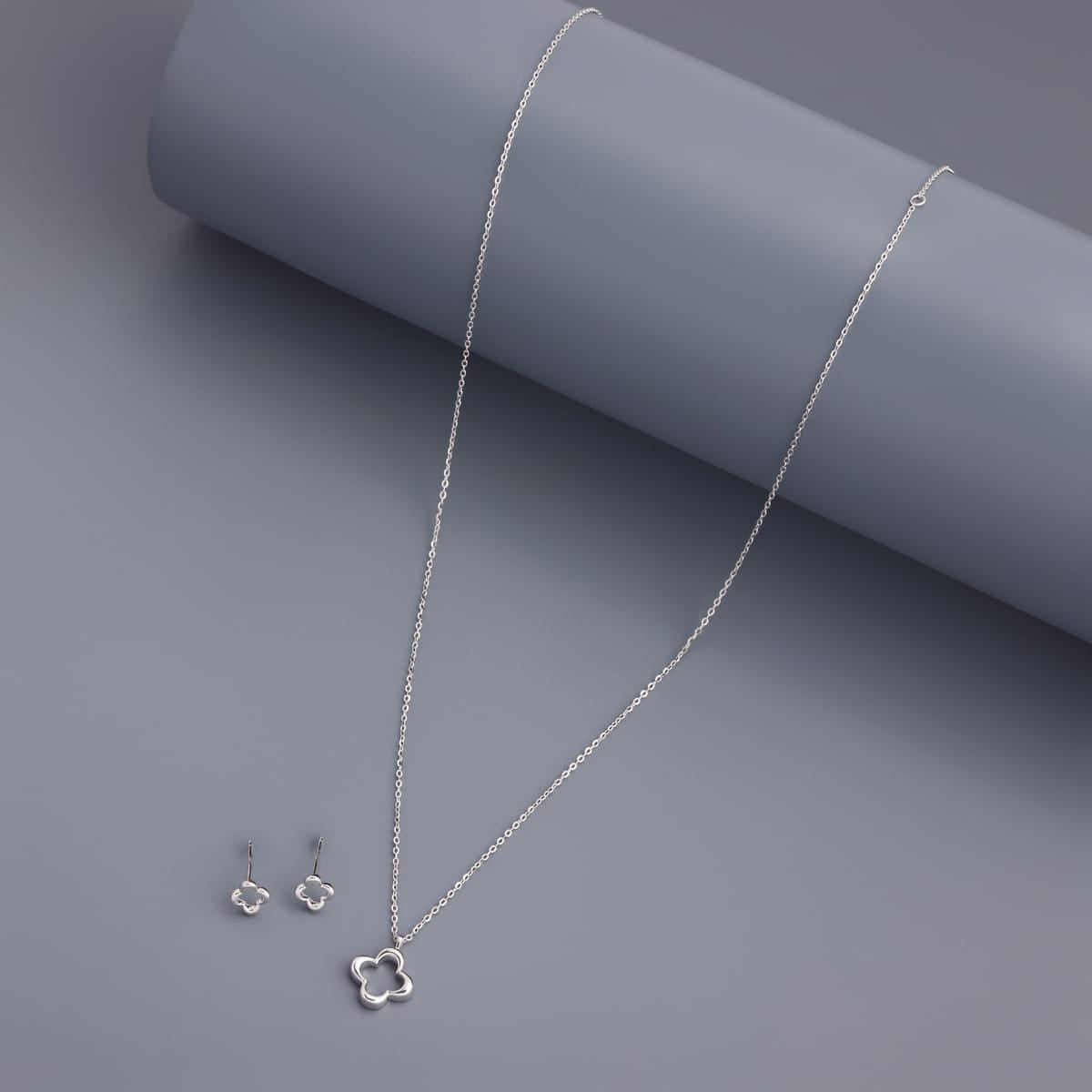 Silver Chain Pendant Earring Set 92.5 Silver Pendant with Chain and Earring Set 200621