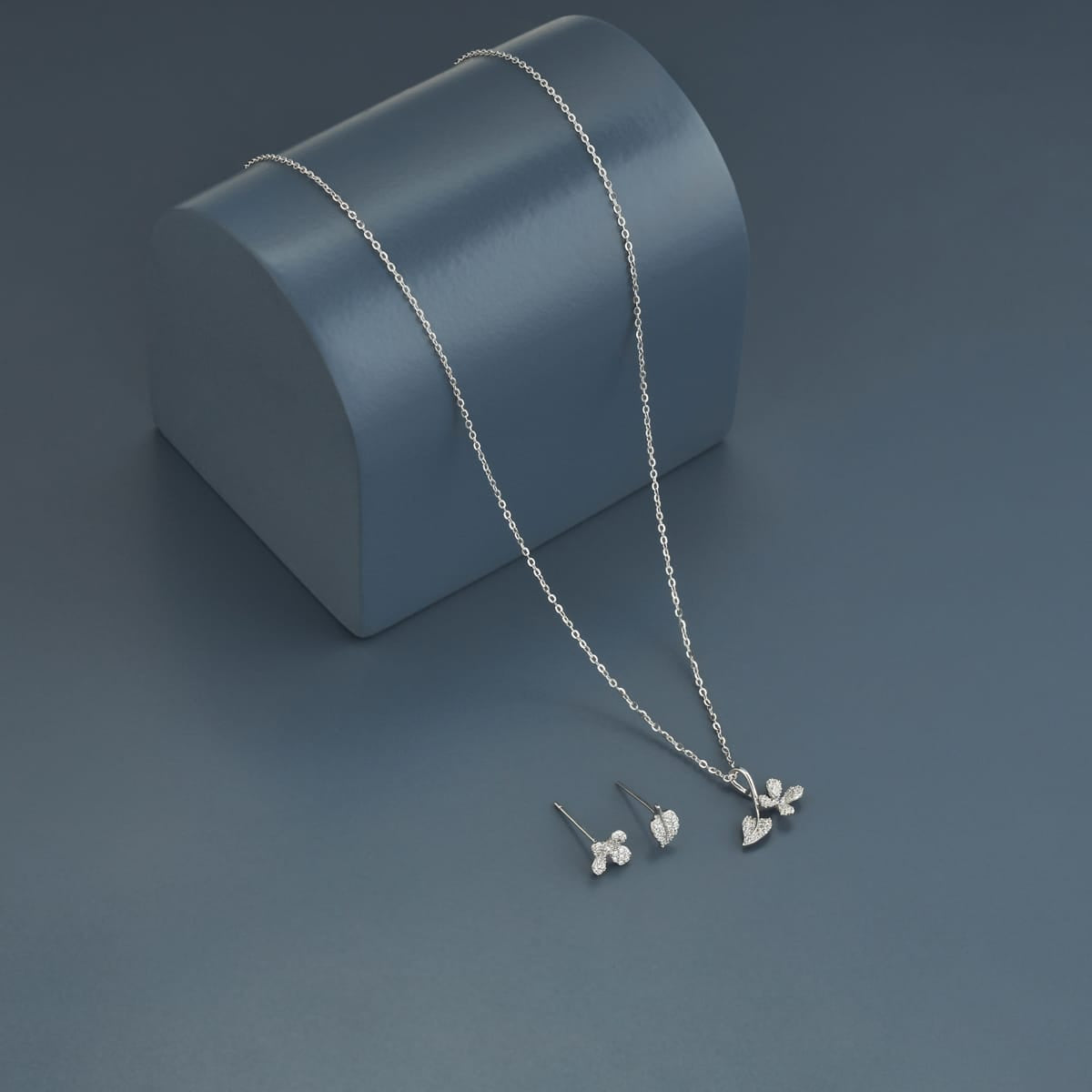 Silver Chain Pendant Earring Set 92.5 Silver Pendant with Chain and Earring Set 200623