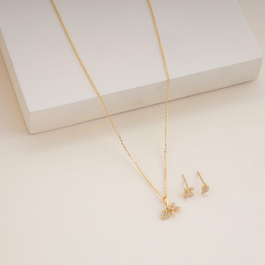 Silver Chain Pendant Earring Set 92.5 Silver Pendant with Chain and Earring Set 200623