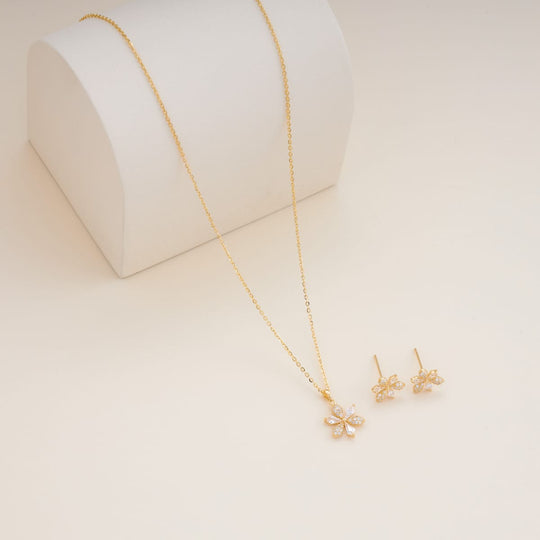 Silver Chain Pendant Earring Set 92.5 Silver Pendant with Chain and Earring Set 200624