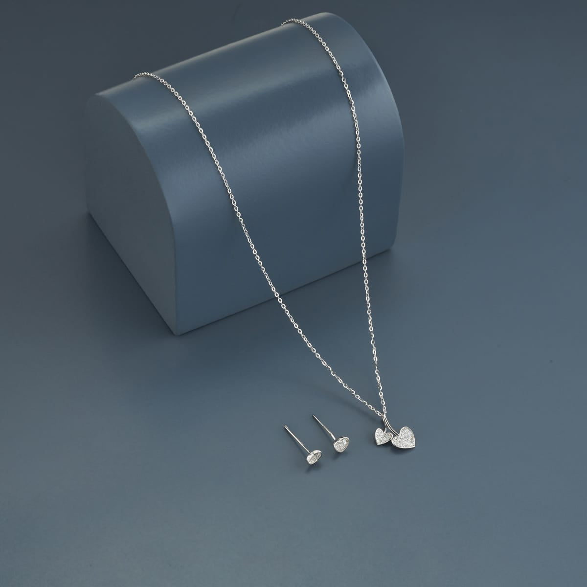 Silver Chain Pendant Earring Set 92.5 Silver Pendant with Chain and Earring Set 200625