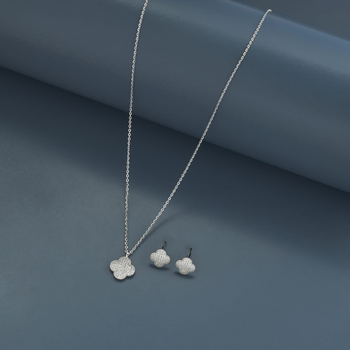 Silver Chain Pendant Earring Set 92.5 Silver Pendant with Chain and Earring Set 200629