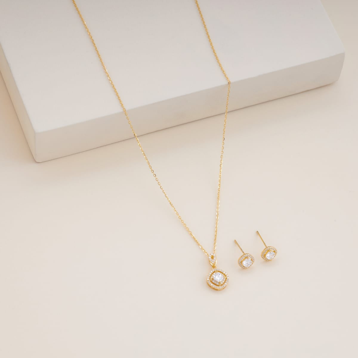 Silver Chain Pendant Earring Set 92.5 Silver Pendant with Chain and Earring Set 200630
