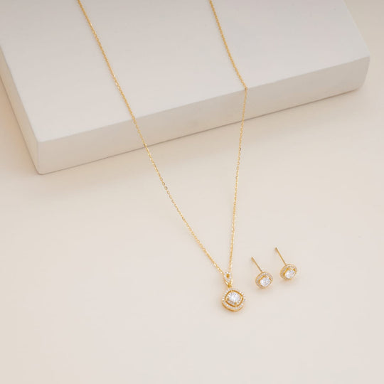 Silver Chain Pendant Earring Set 92.5 Silver Pendant with Chain and Earring Set 200630
