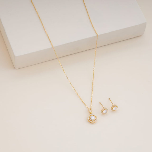 Silver Chain Pendant Earring Set 92.5 Silver Pendant with Chain and Earring Set 200630