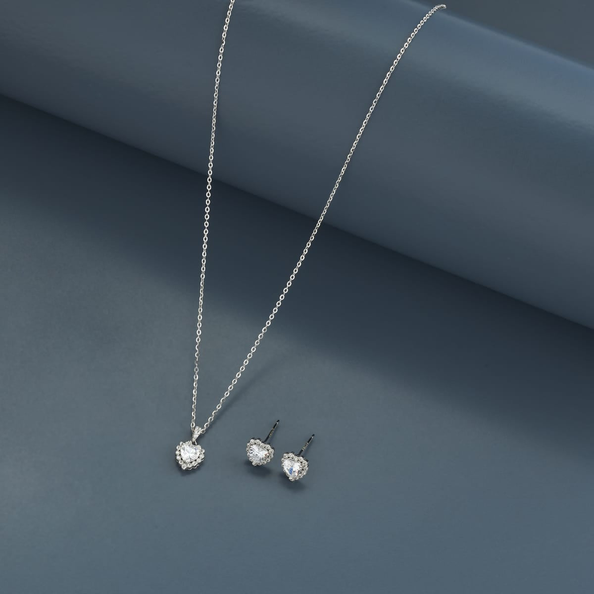 Silver Chain Pendant Earring Set 92.5 Silver Pendant with Chain and Earring Set 200638
