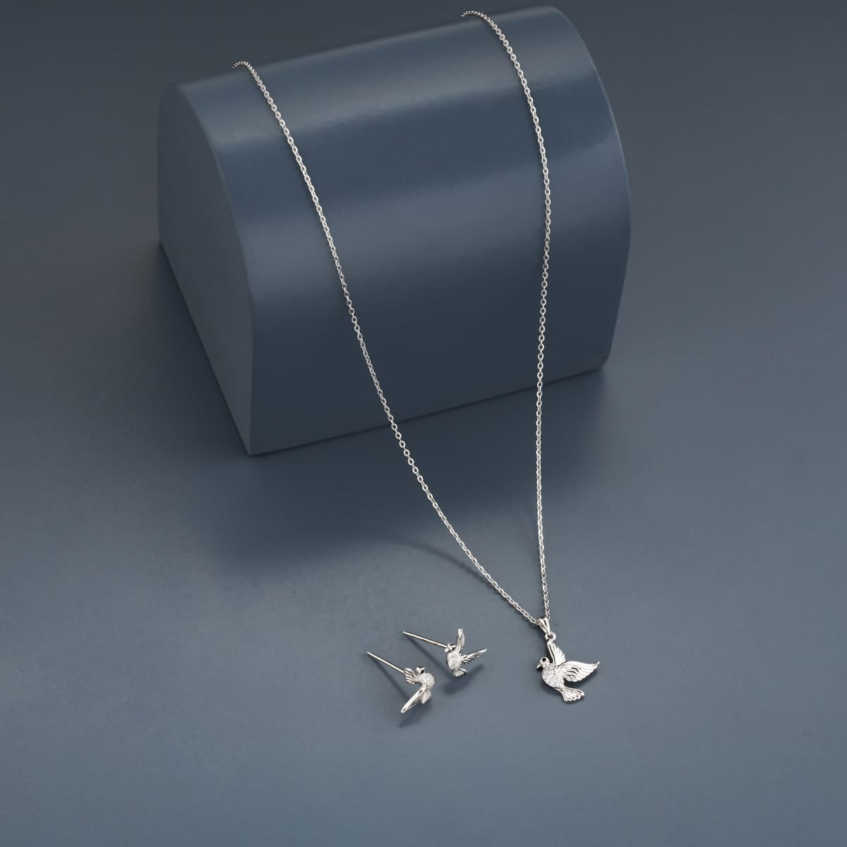 Silver Chain Pendant Earring Set 92.5 Silver Pendant with Chain and Earring Set 200641