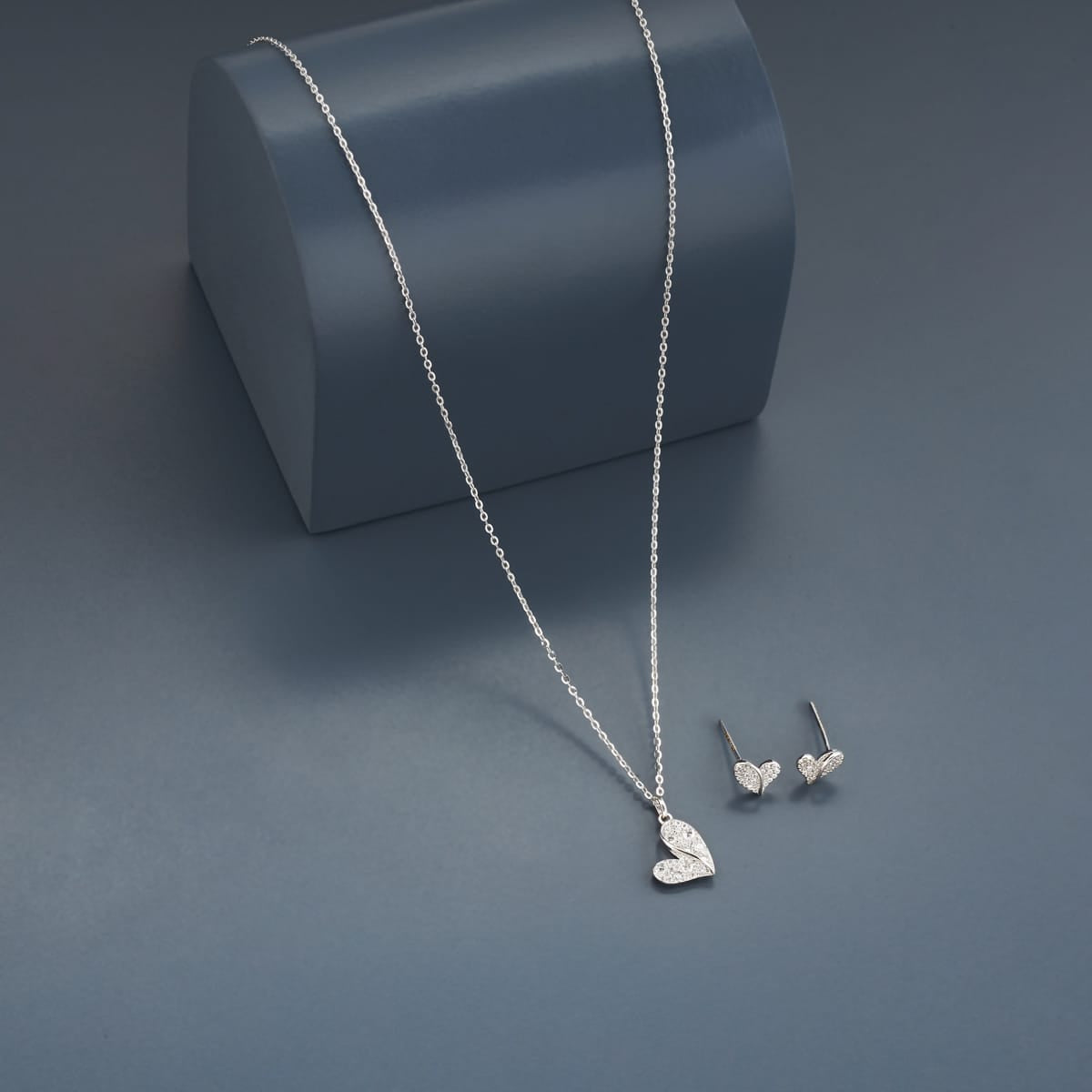 Silver Chain Pendant Earring Set 92.5 Silver Pendant with Chain and Earring Set 200648