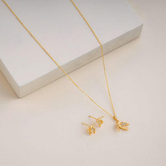 Silver Chain Pendant Earring Set 92.5 Silver Pendant with Chain and Earring Set 200651